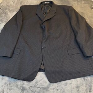Versini Suit Jacket Mens 58 Regular Charcoal Gray Pinstripe 100% Wool Blazer